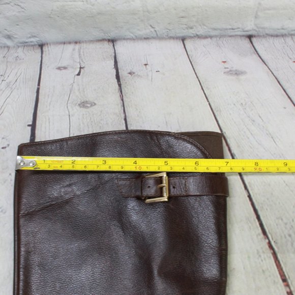 Cole Haan Brown Leather Side Zip Buckled Knee High Boots Size 9.5 B - Picture 7 of 12